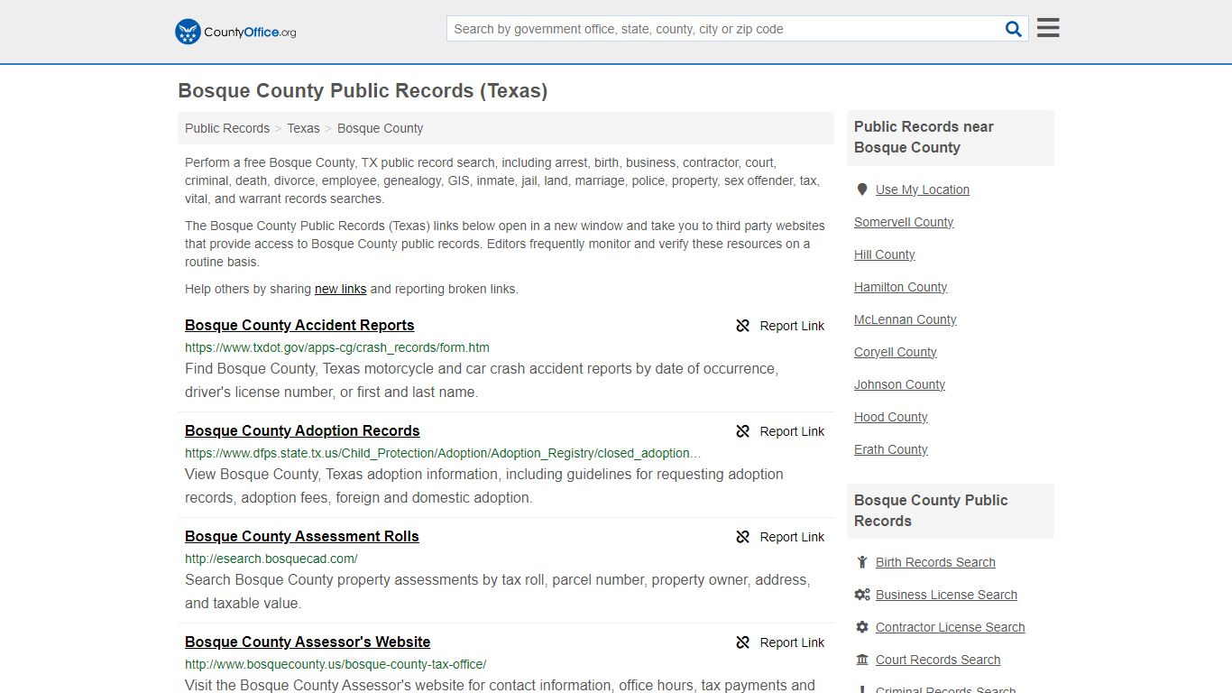 Public Records - Bosque County, TX (Business, Criminal, GIS, Property ...
