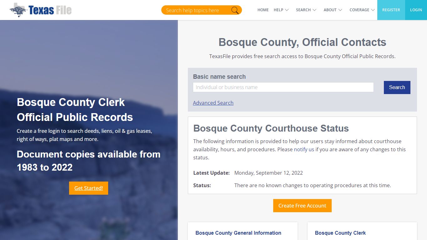 Bosque County Clerk Official Public Records | TexasFile